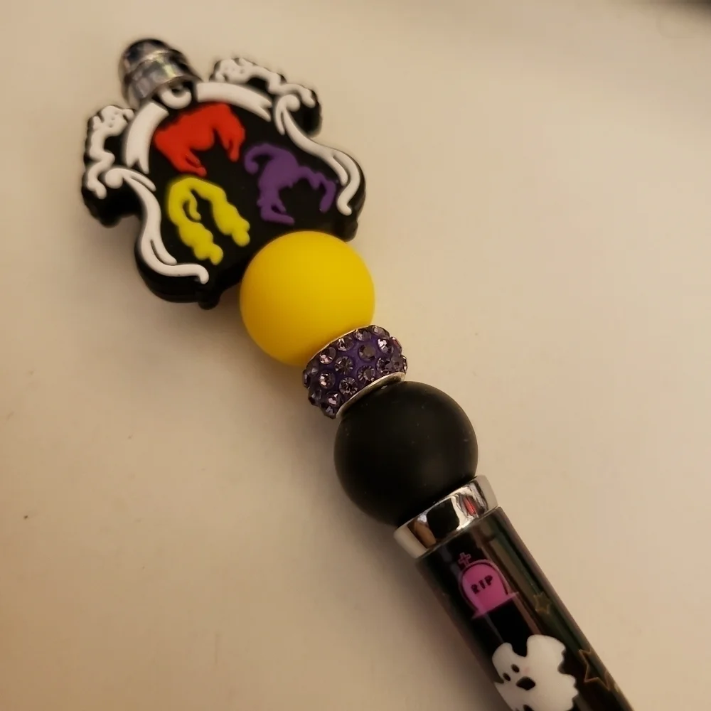 Handmade Hocus Pocus Sanderson Sisters Beaded Silicone Focal Bead Pen